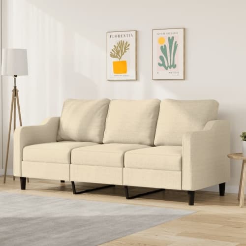 3-sitssoffa gräddvit 180 cm tyg