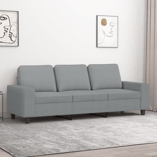 3-sitssoffa ljusgrå 180 cm tyg