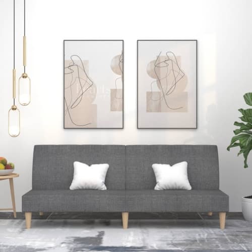 Bäddsoffa 2-sits ljusgrå tyg