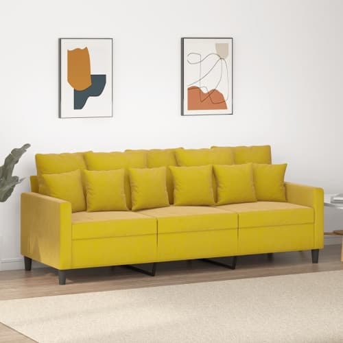 3-sitssoffa gul 180 cm sammet