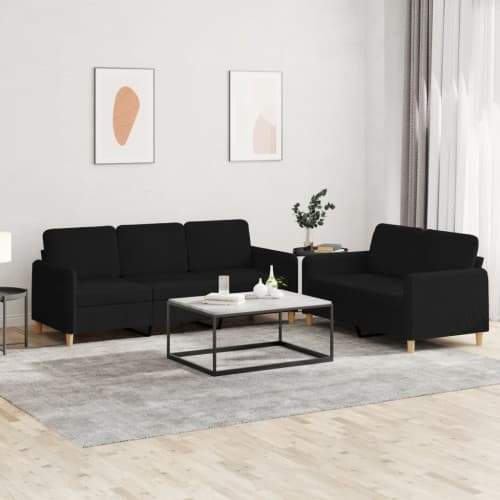 Soffgrupp med dynor 2 delar svart tyg