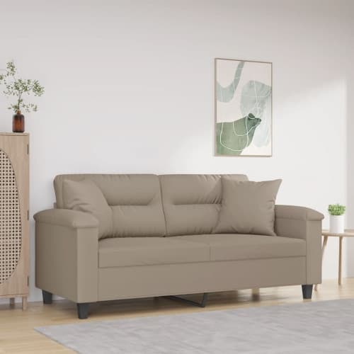 2-sitssoffa med prydnadskuddar taupe 140 cm mikrofibertyg