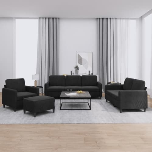 Soffgrupp 4 delar svart sammet
