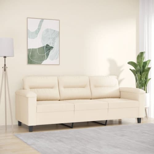 3-sitssoffa Beige 180 cm mikrofibertyg