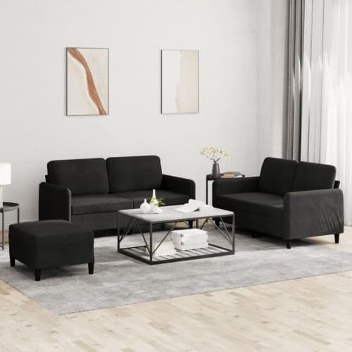 Soffgrupp 3 delar svart sammet