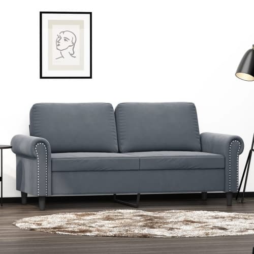 Soffa 2-sits mörkgrå 140 cm sammet
