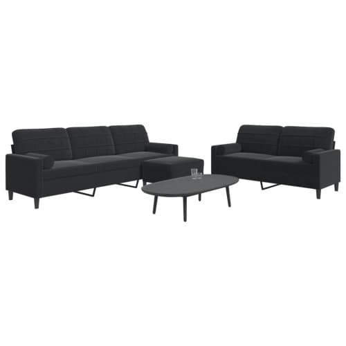 Soffgrupp med dynor och bolster 3 delar svart sammet