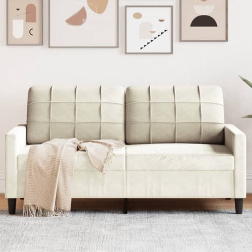 Soffa 2-sits gräddvit 140 cm sammet