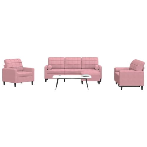 Soffgrupp med dynor och bolster 4 delar rosa sammet