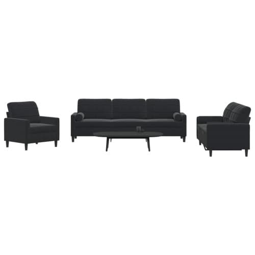 Soffgrupp med dynor och bolster 3 delar svart sammet