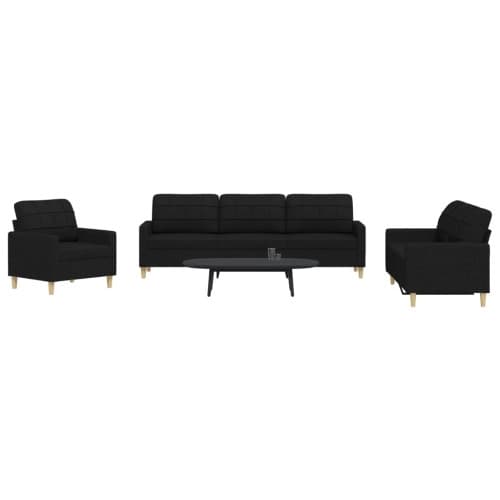 Soffgrupp 3 delar svart tyg