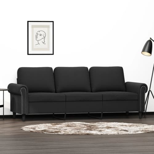 3-sitssoffa svart 180 cm sammet