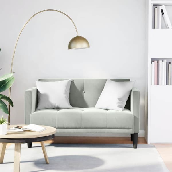 Loveseat soffa ljusgrå 111 cm sammet