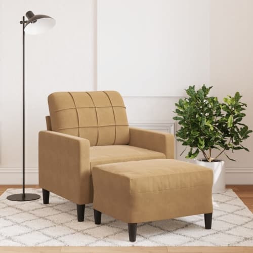Fåtölj med fotpall Brun 60 cm sammet