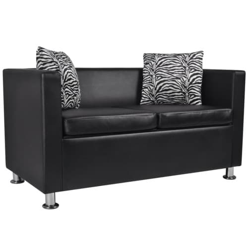 Soffa 2-sits konstläder svart