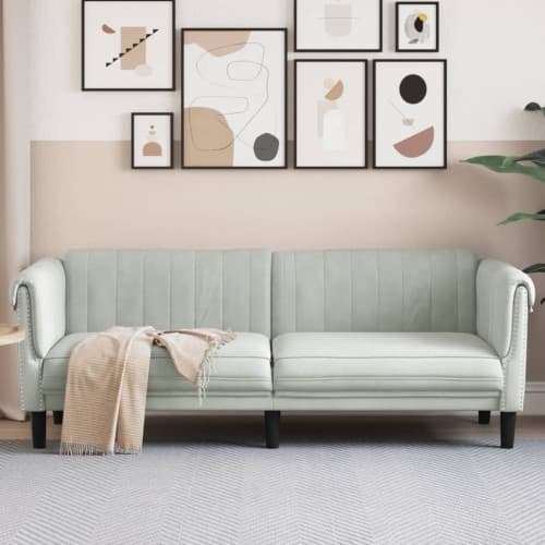 Soffa 3-sits ljusgrå sammet