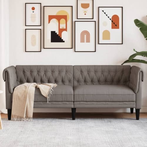 Chesterfieldsoffa 3-sits taupe tyg