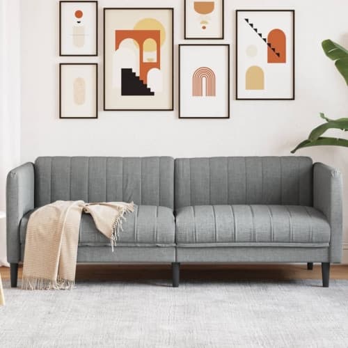 Soffa 3-sits ljusgrå tyg