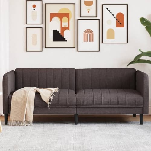 Soffa 3-sits mörkbrun tyg