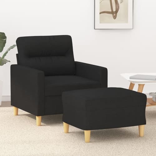 Fåtölj med fotpall Svart 60 cm tyg
