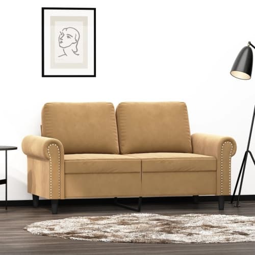 2-sitssoffa brun 120 cm sammet
