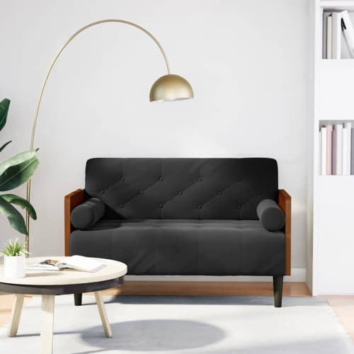 Loveseat soffa med dynor svart 110 cm sammet