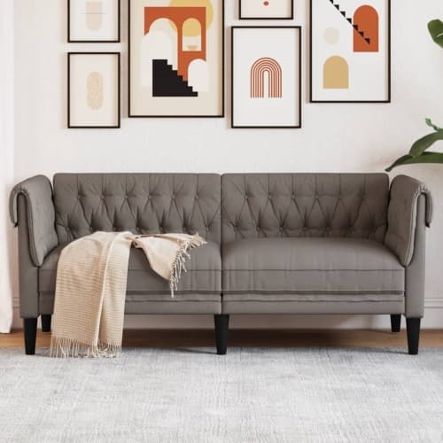 Chesterfieldsoffa 2-sits taupe tyg