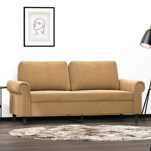 Soffa 2-sits brun 140 cm sammet