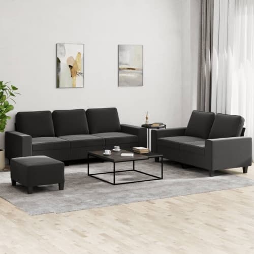 Soffgrupp 3 delar svart tyg