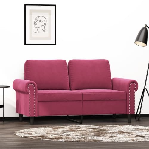 2-sitssoffa vinröd 120 cm sammet