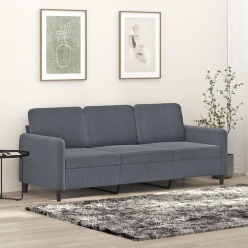3-sitssoffa mörkgrå 180 cm sammet