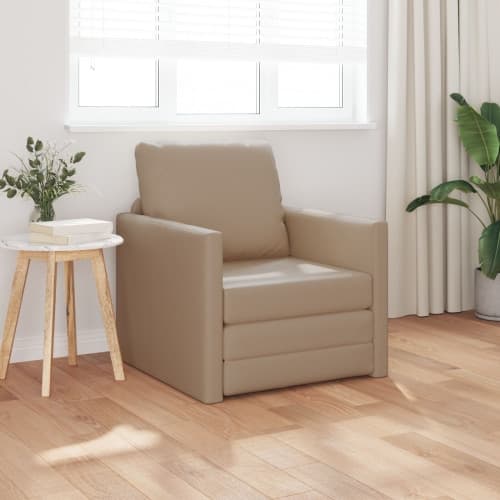 Skrivbordssoffa 2-i-1 Cappuccino 74x77x81 cm Konstläder