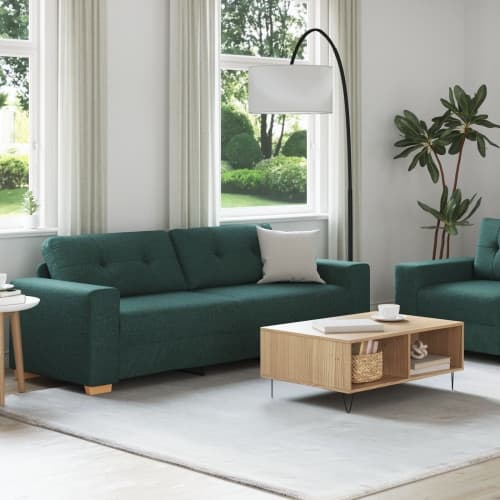 2 Delars Soffa Set med Kuddar Gul Tyg