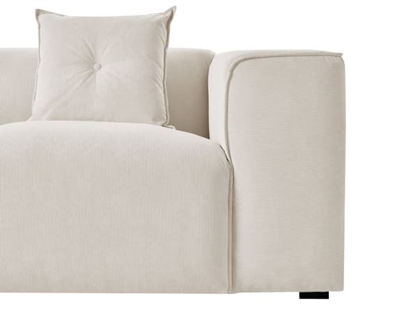 Hjørnesofa Off-White Fløjl 3 Personers Venstrevendt med Puder Moderne Stue