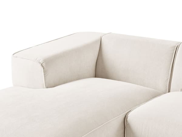 Hjørnesofa Off-White Fløjl 3 Personers Venstrevendt med Puder Moderne Stue