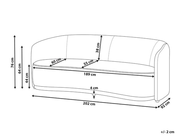 Trepersoners sofa beige moderne stil betrukket med to tekstiler