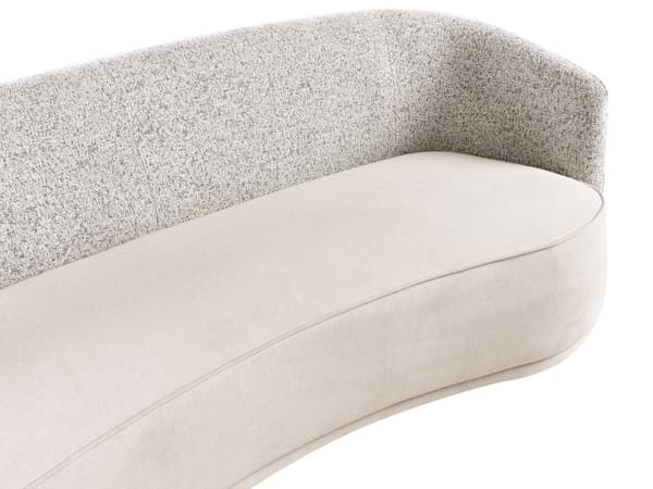 Trepersoners sofa beige moderne stil betrukket med to tekstiler