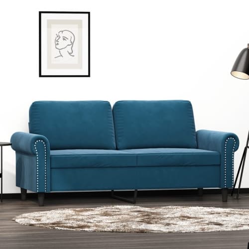 2-sitssoffa blå 140 cm sammet
