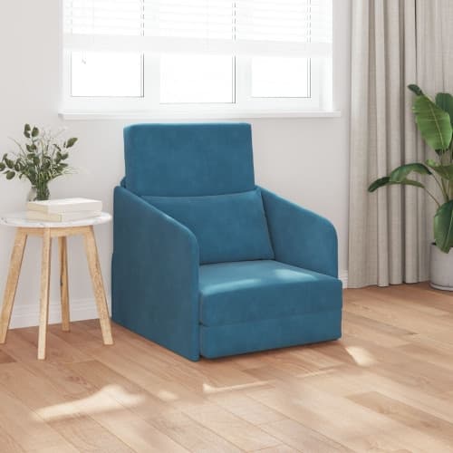 Golvsängsoffa 2-i-1 Blå 65x80x83 cm Sammet