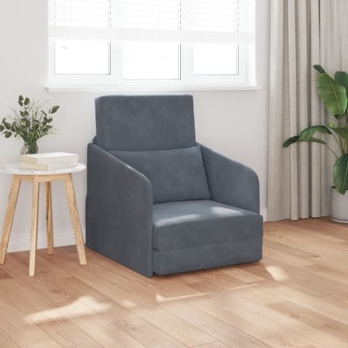 Golvssoffa Säng 2-i-1 Mörkgrå 65x80x83 cm Sammet