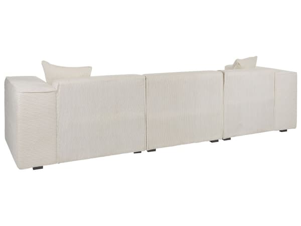 Høyre Hjørnesofa Off-White 3-seter Kordfløyel Polstring Ekstra Spredte Puter Moderne Stil