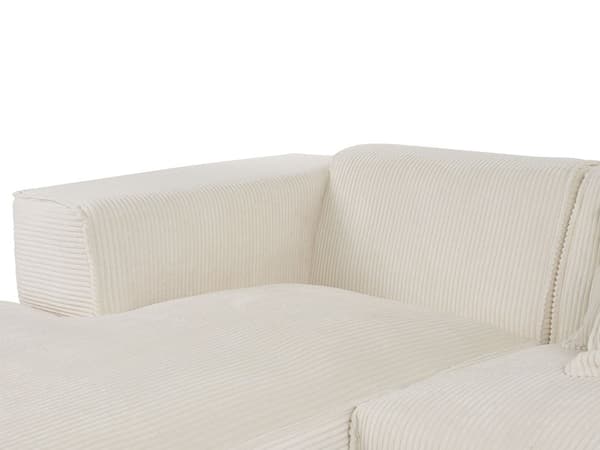 Høyre Hjørnesofa Off-White 3-seter Kordfløyel Polstring Ekstra Spredte Puter Moderne Stil
