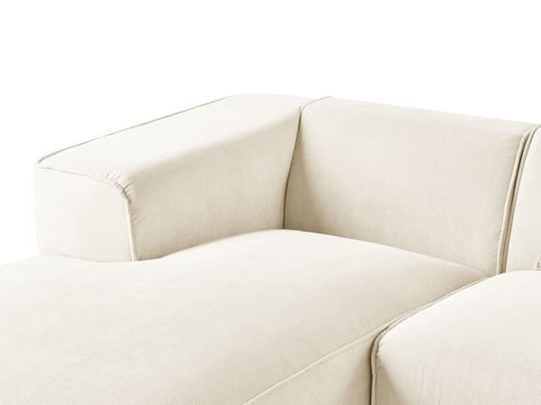 Høyre Hjørnesofa Off-White 3-seter Kordfløyel Polstring Ekstra Spredte Puter Moderne Stil