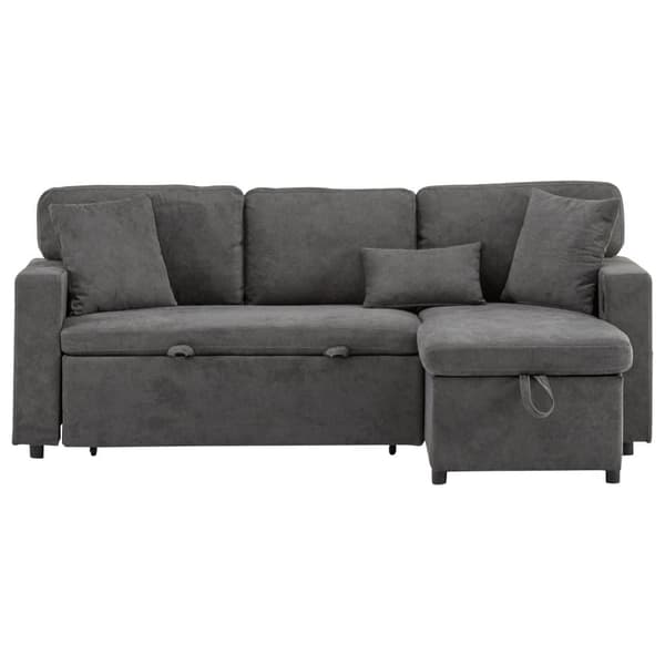 Soffa 215x133x85 cm - med USB-anslutning - med förvaringsutrymme - med sängfunktion - grå