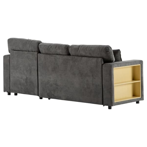 Soffa 215x133x85 cm - med USB-anslutning - med förvaringsutrymme - med sängfunktion - grå