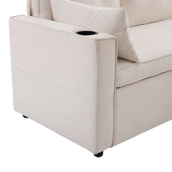 3-personers sovesofa - lavet af bomuld - med bryst og kopholder - beige