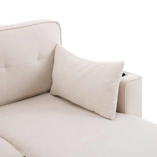 3-personers sovesofa - lavet af bomuld - med bryst og kopholder - beige