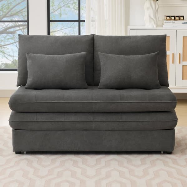 Moderne sofa - Polstret sofa - Sammenklappelig sovesofa - Velour Stof - Glidende opbevaring - Grå