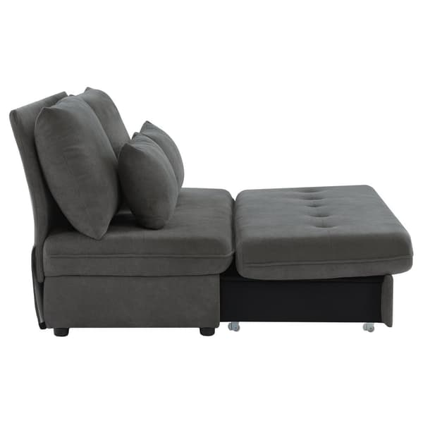 Moderne sofa - Polstret sofa - Sammenklappelig sovesofa - Velour Stof - Glidende opbevaring - Grå