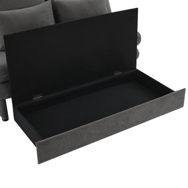Moderne sofa - Polstret sofa - Sammenklappelig sovesofa - Velour Stof - Glidende opbevaring - Grå